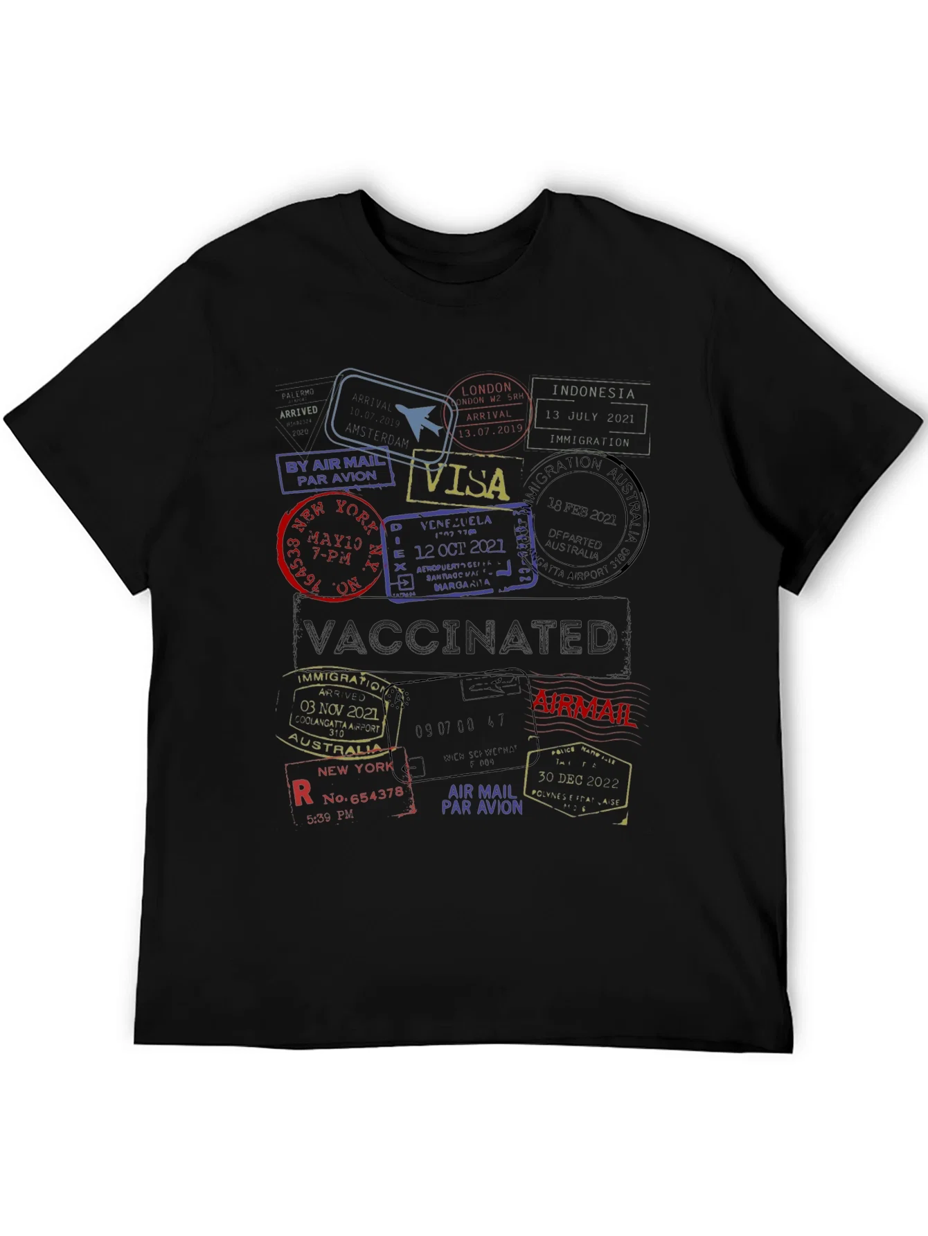 Rebbecca Passport Stamp Travel T-Shirt - Vaccinated