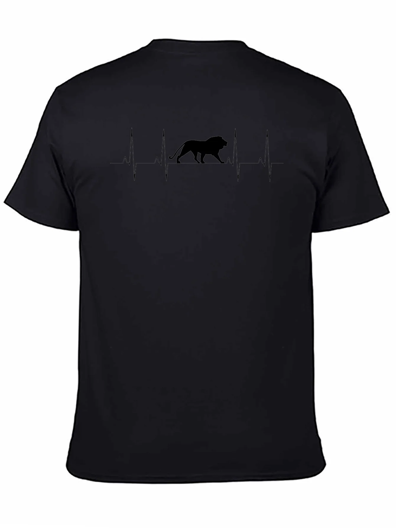 Camiseta Negra Hombre Dise?o Latido Le¨®n