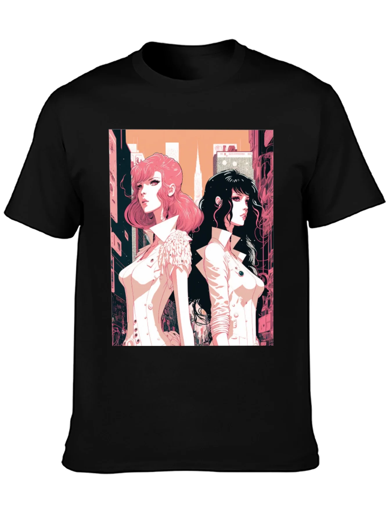 Rebbecca Anime Girls Graphic Tee - Black