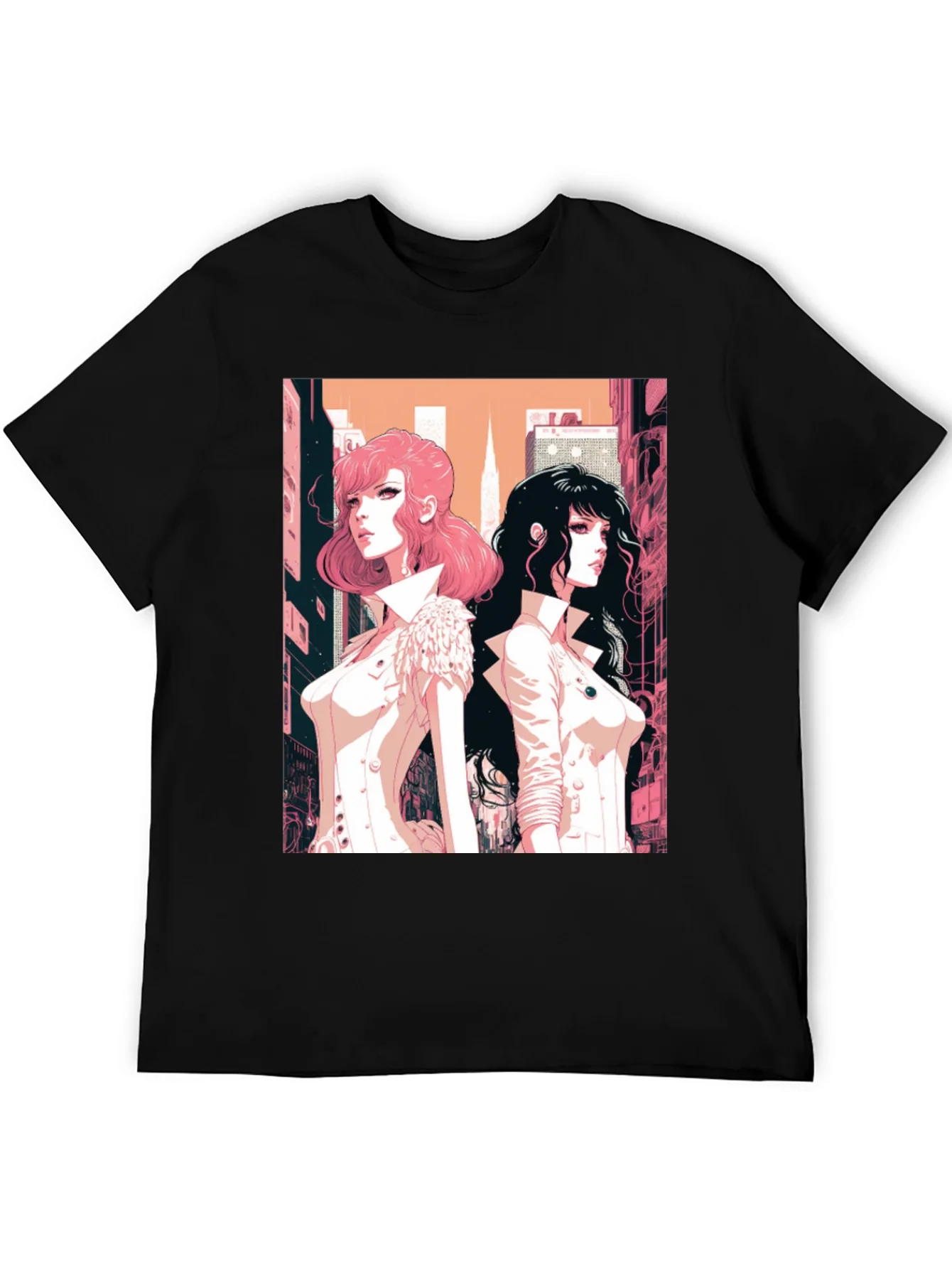 Rebbecca Anime Girls Graphic Tee - Black