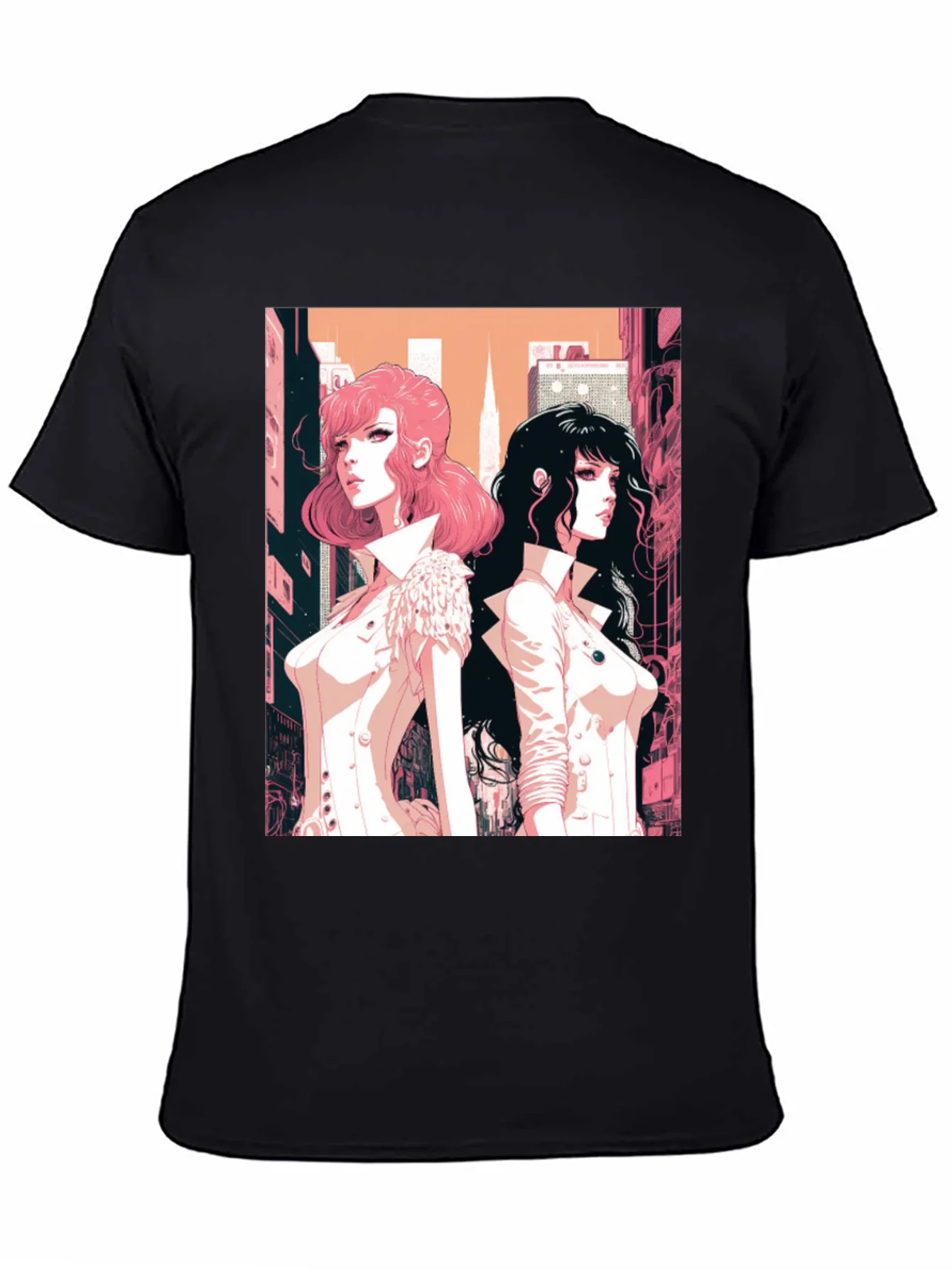 Rebbecca Anime Girls Graphic Tee - Black