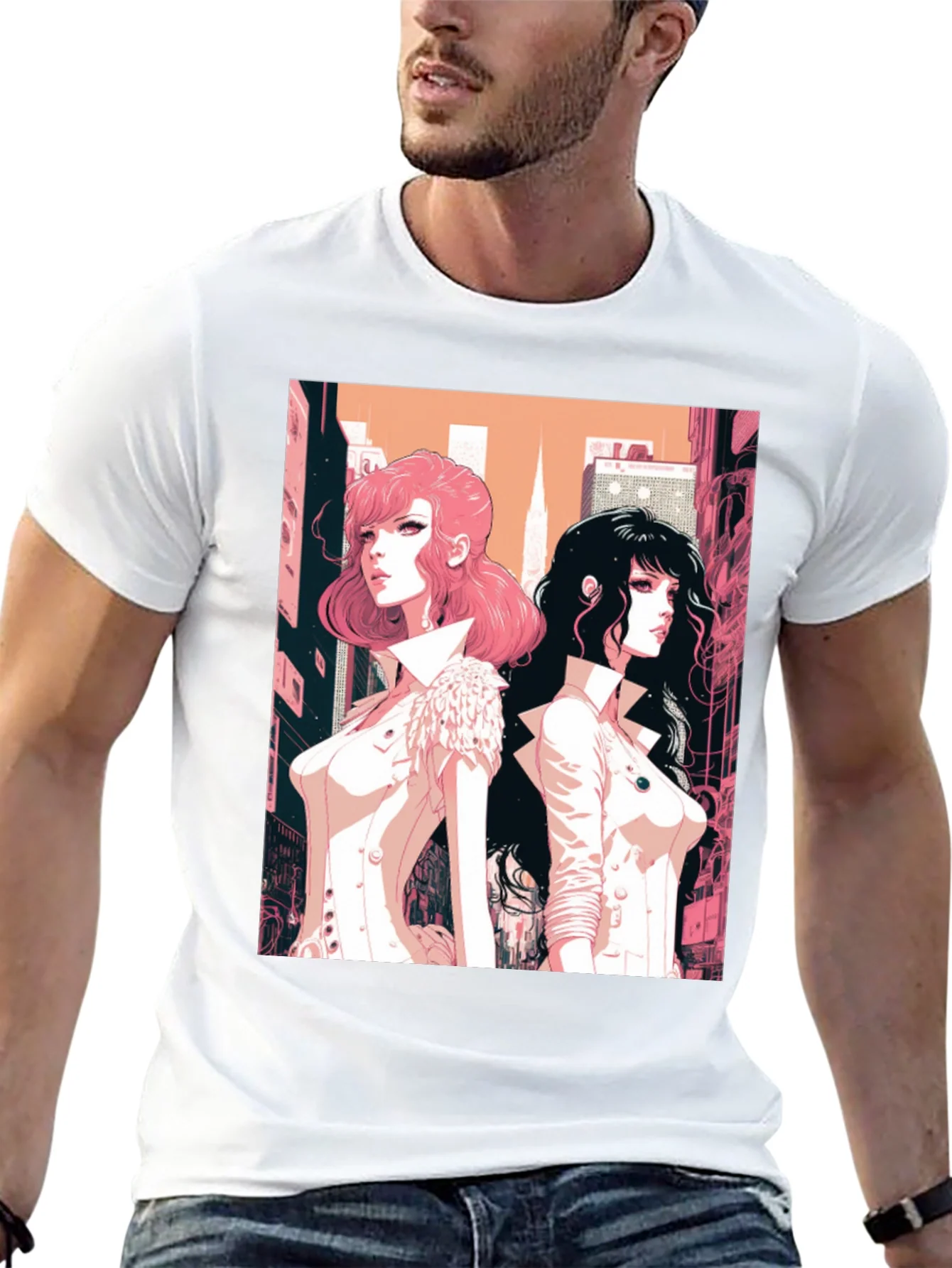 Rebbecca Anime Girls Graphic Tee - Black