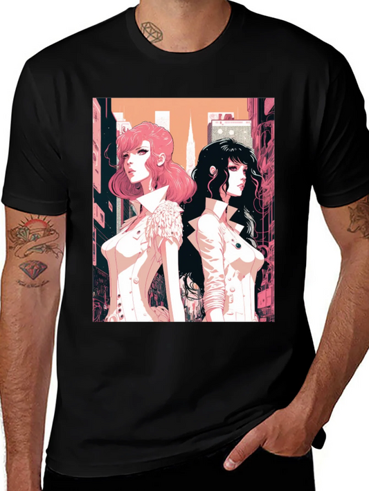 Rebbecca Anime Girls Graphic Tee - Black