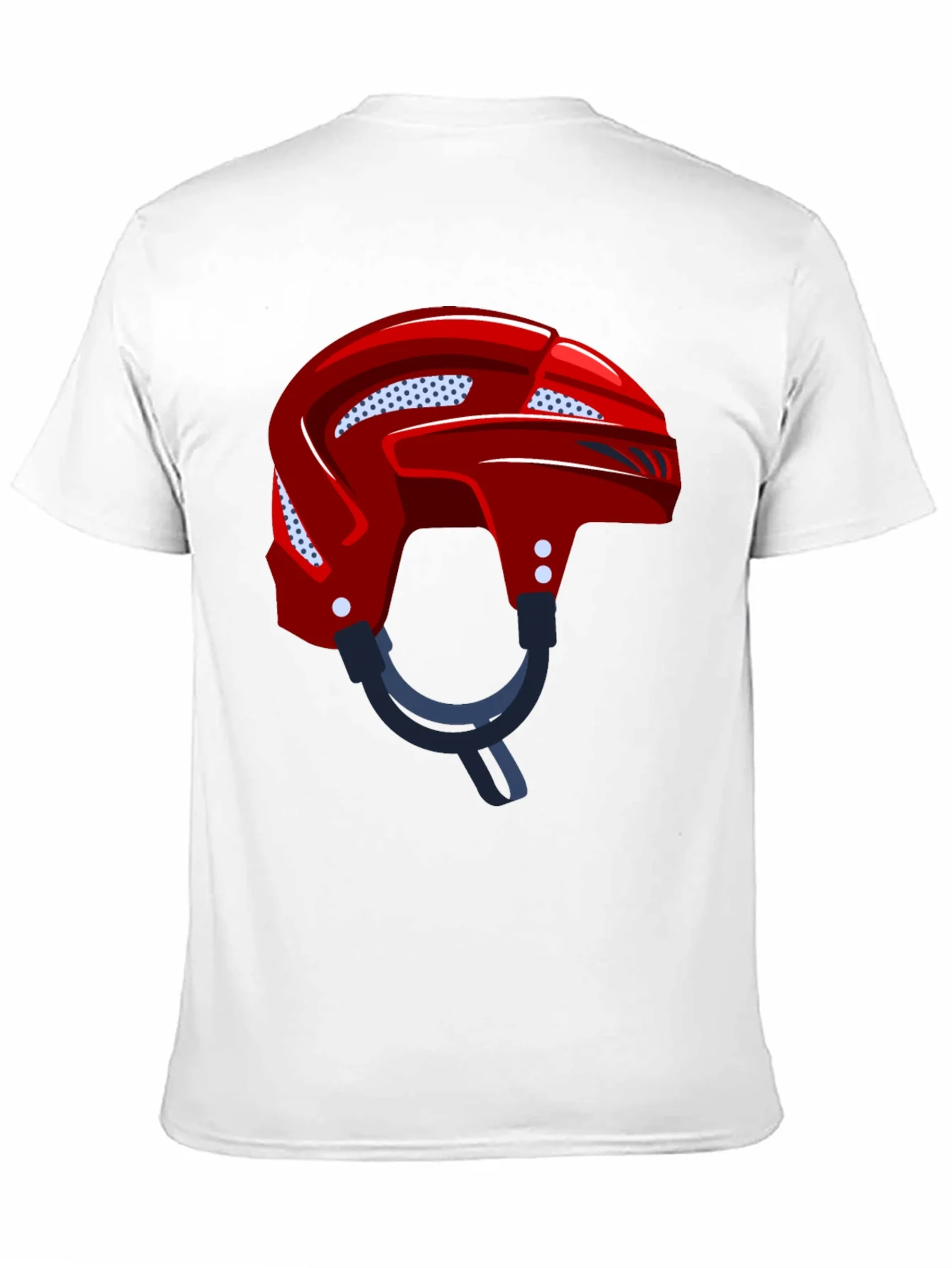 Camiseta Negra con Casco de Hockey Rojo