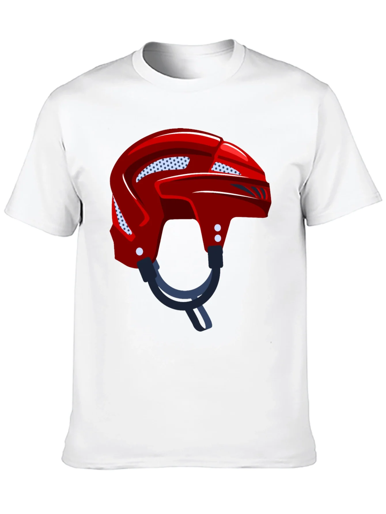 Camiseta Negra con Casco de Hockey Rojo