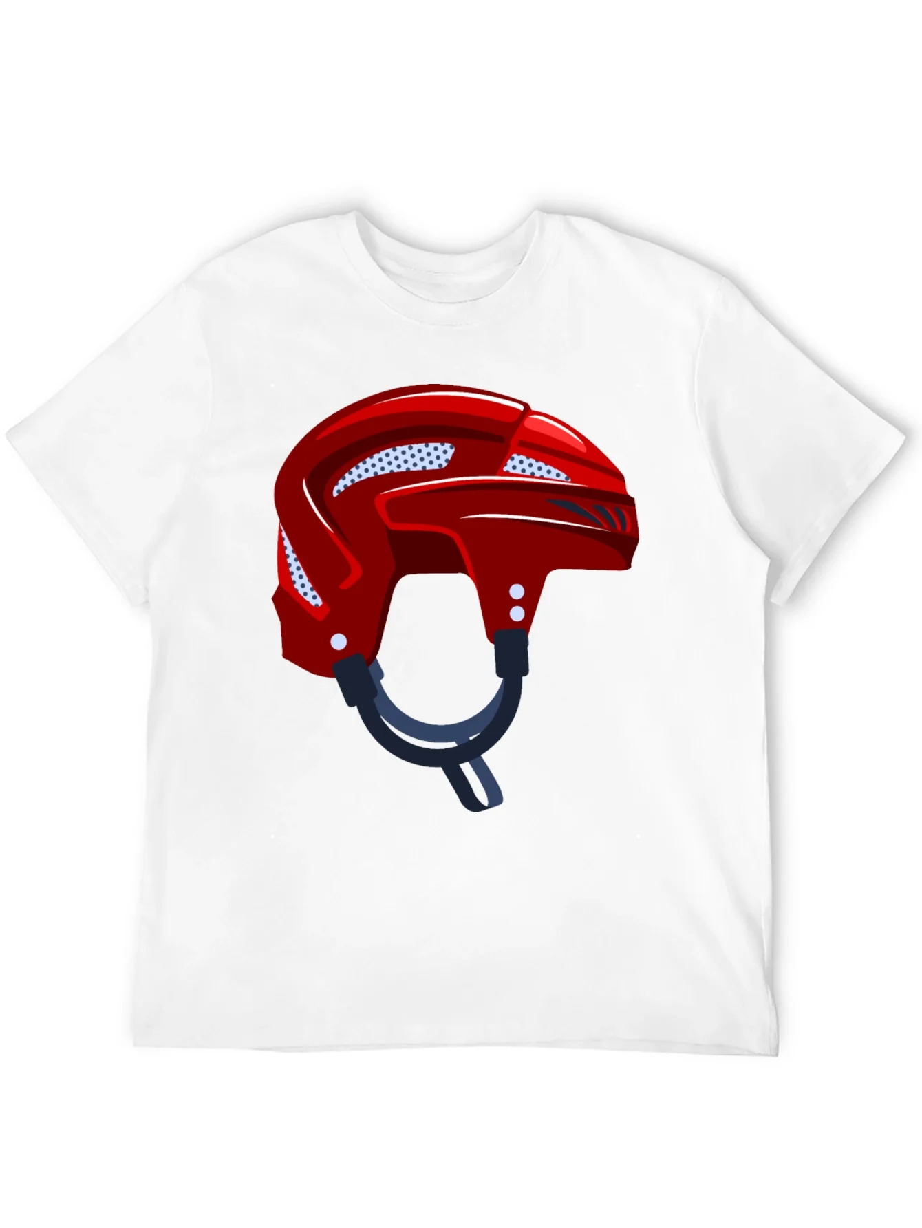 Camiseta Negra con Casco de Hockey Rojo