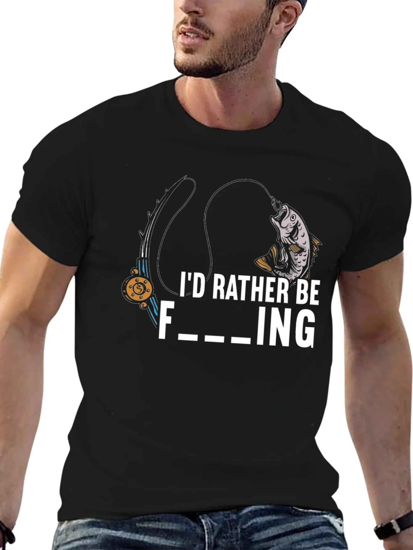 Rebbecca Id Rather Be Fishing Graphic T-Shirt