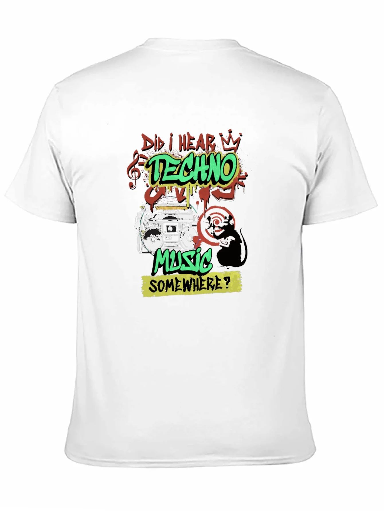 Camiseta Negra Techno Music Retro