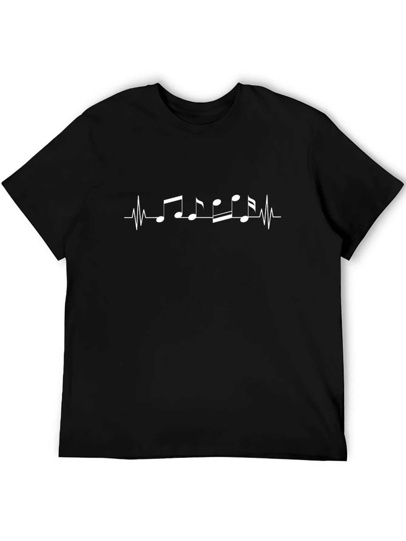 Camiseta Negra con Dise?o Musical de Latidos