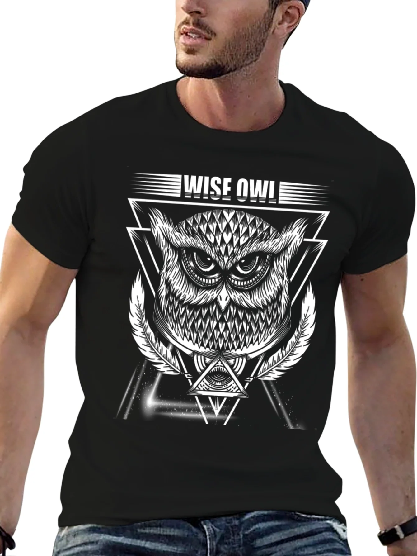 Camiseta Hombre Negra Dise?o B¨²ho Sabio