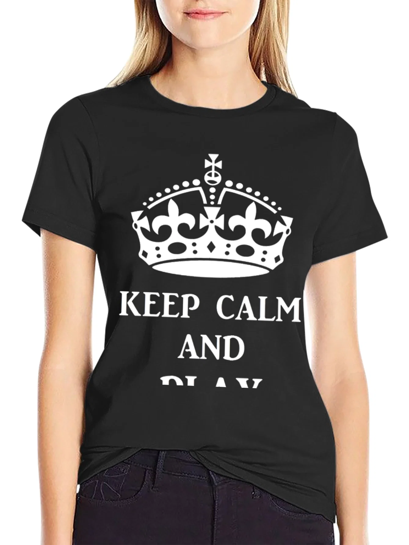 Rebbecca Keep Calm Crown Graphic Tee - Black