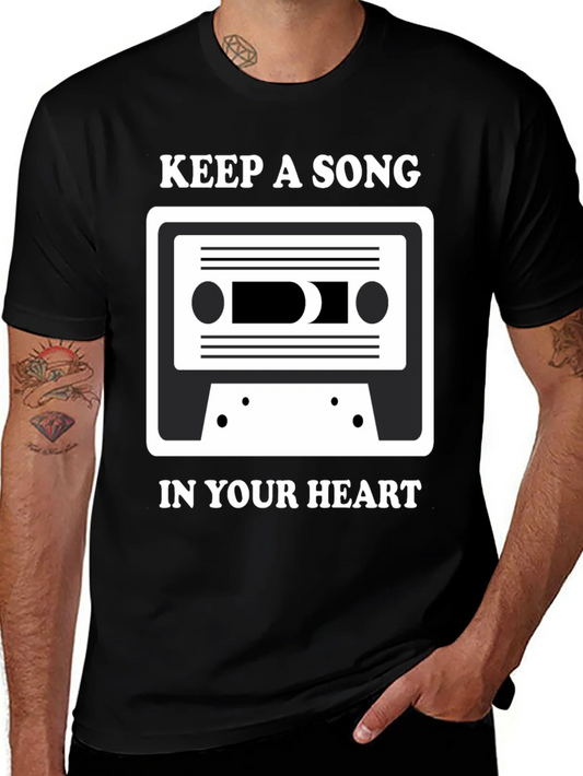 Camiseta Negra con Dise?o de Cassette Vintage