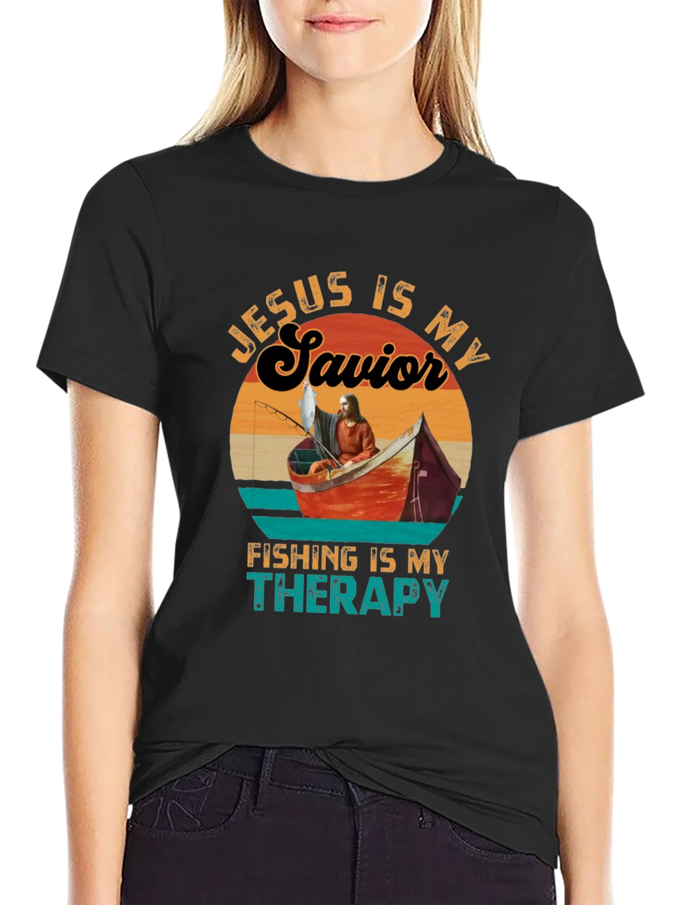 Camiseta Jes¨²s es mi Salvador Pesca mi Terapia