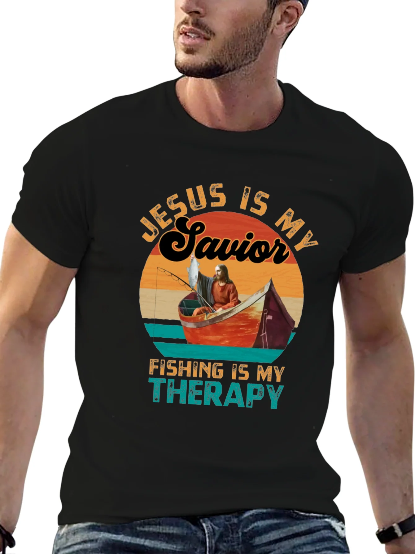 Camiseta Jes¨²s es mi Salvador Pesca mi Terapia