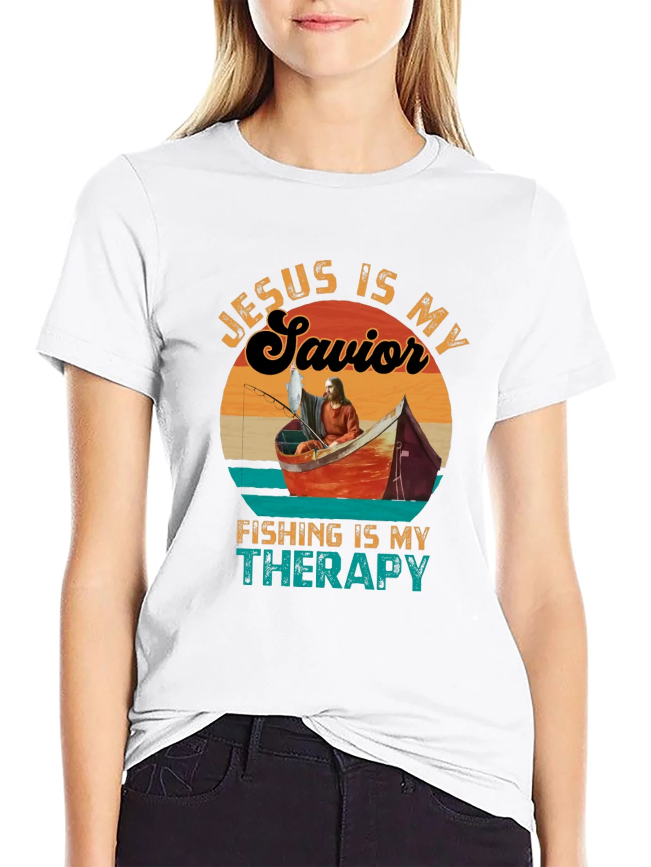 Camiseta Jes¨²s es mi Salvador Pesca mi Terapia