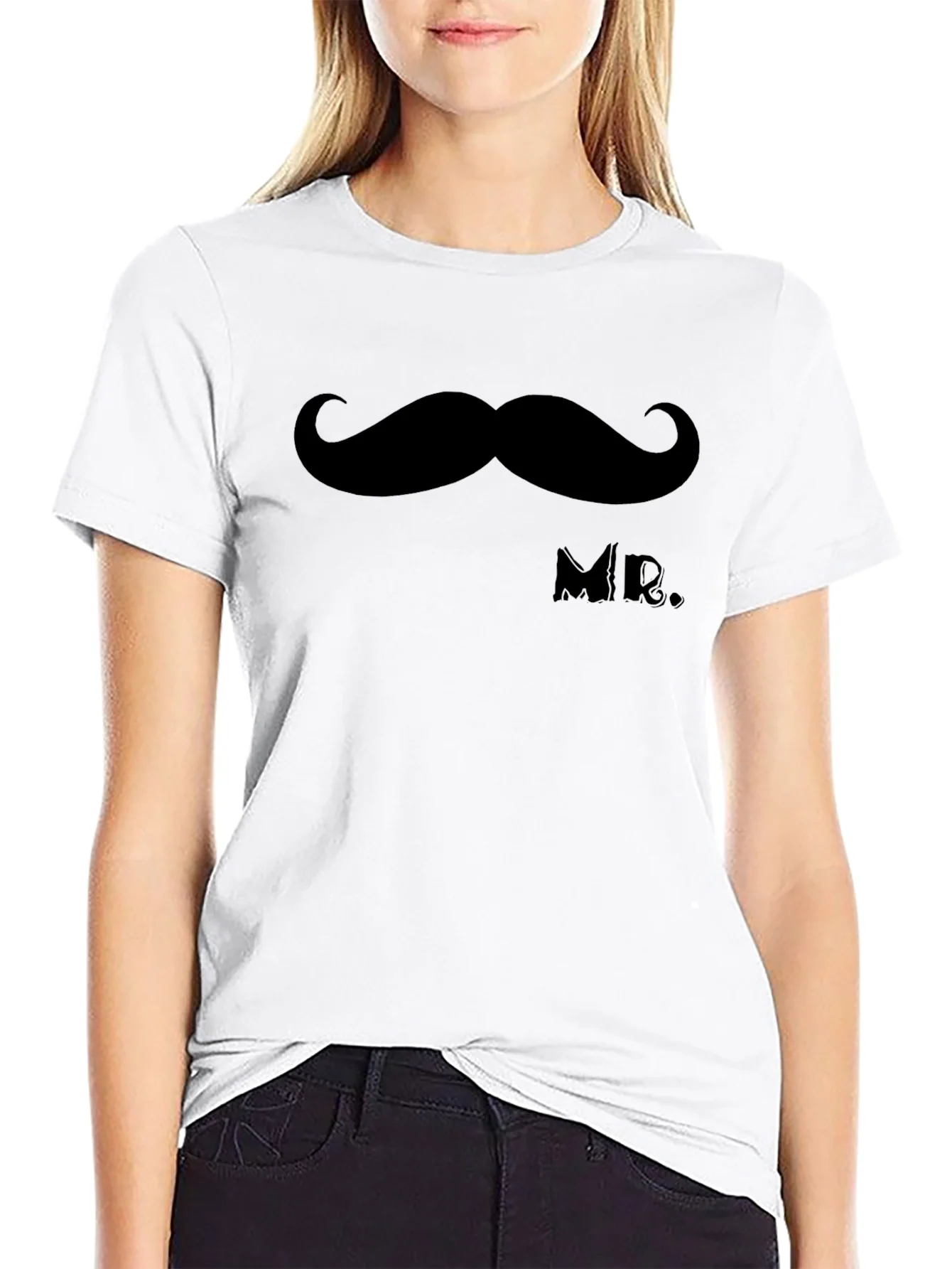 Camiseta Negra Bigote MR. Elegante Casual
