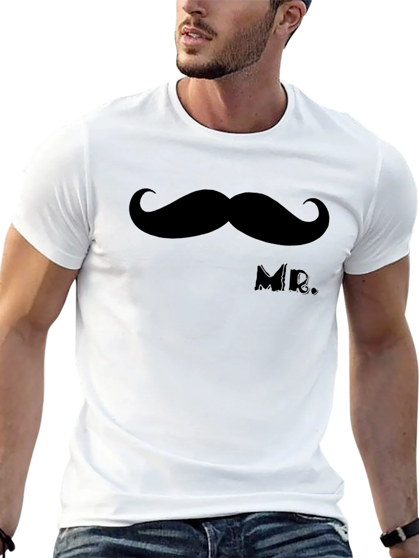 Camiseta Negra Bigote MR. Elegante Casual