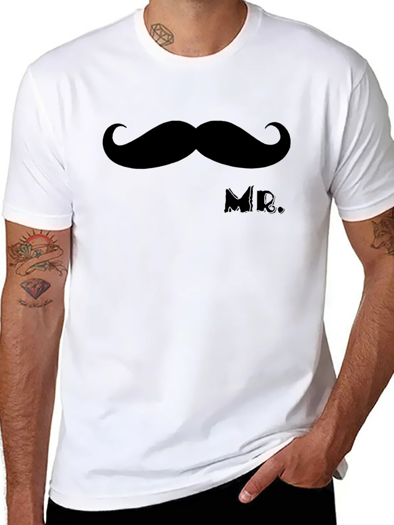 Camiseta Negra Bigote MR. Elegante Casual