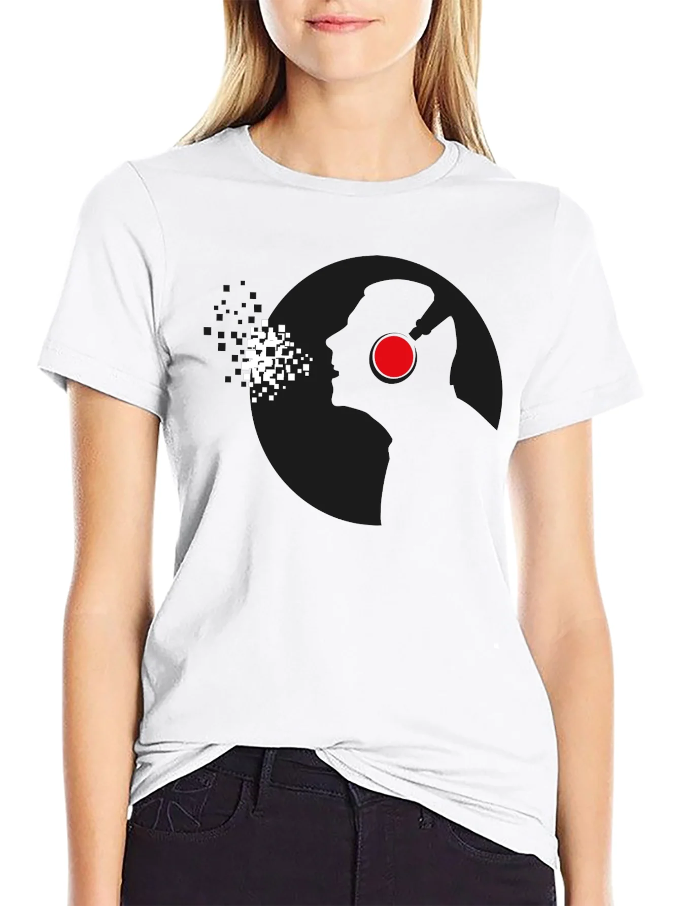 Camiseta Negra Hombre Dise?o Abstracto C¨ªrculo