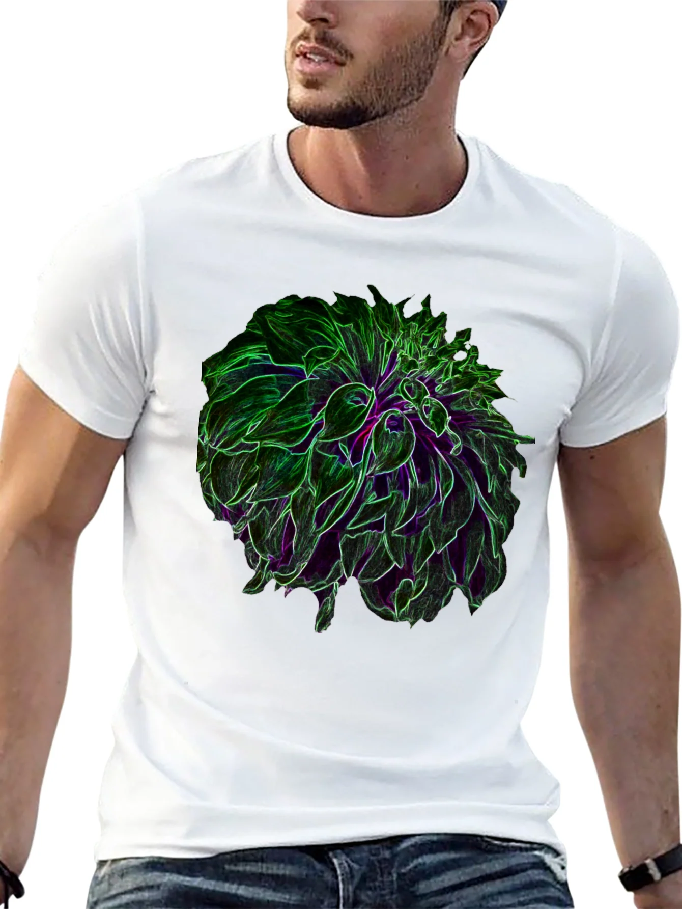 Rebbecca Neon Floral Graphic Black T-Shirt
