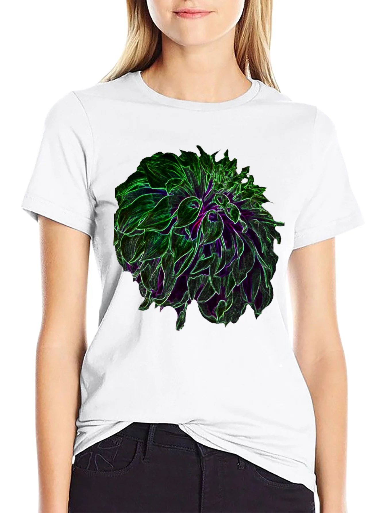 Rebbecca Neon Floral Graphic Black T-Shirt