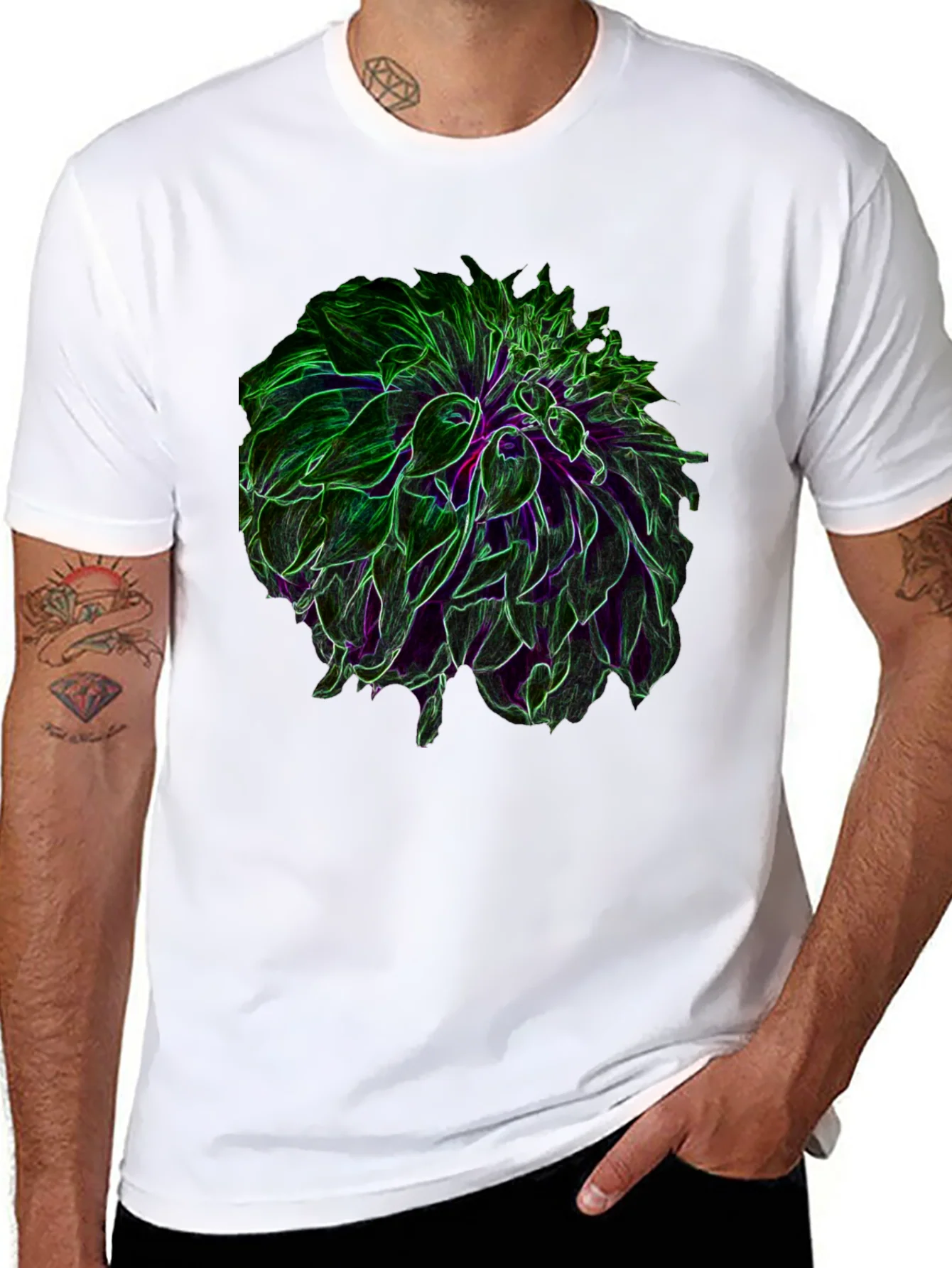 Rebbecca Neon Floral Graphic Black T-Shirt