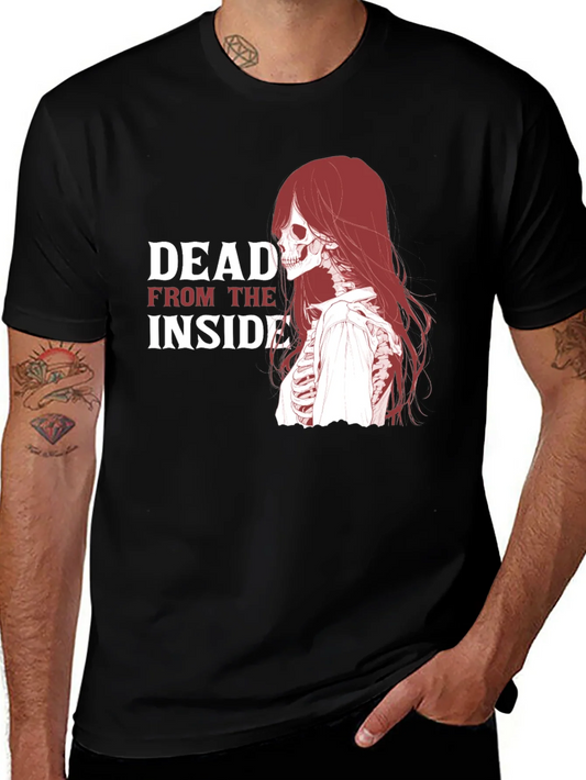 Rebbecca Dead Inside Graphic Tee - Edgy Skeleton Design T-Shirt