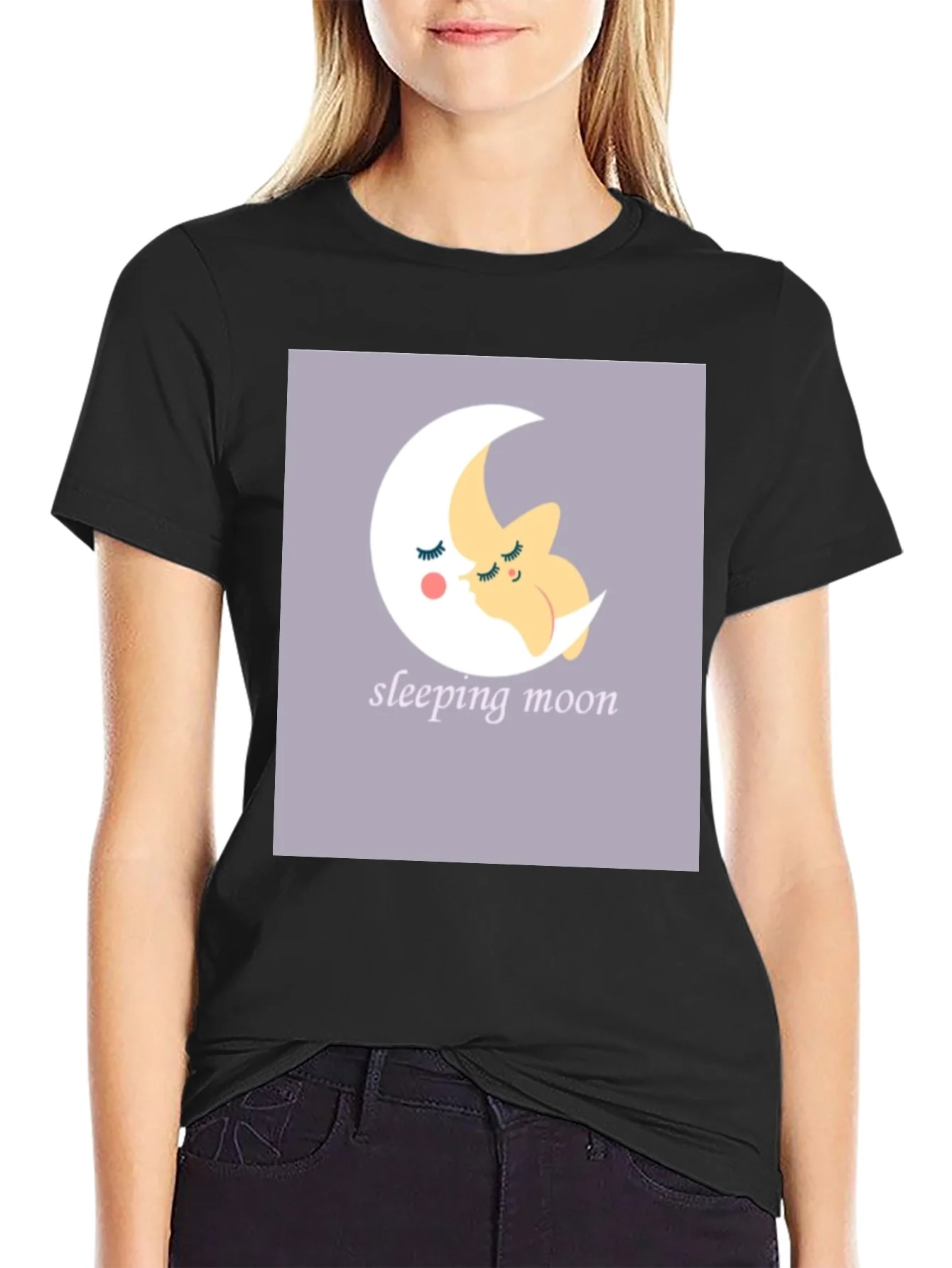 Rebbecca Sleeping Moon Graphic Tee - Stylish Comfort