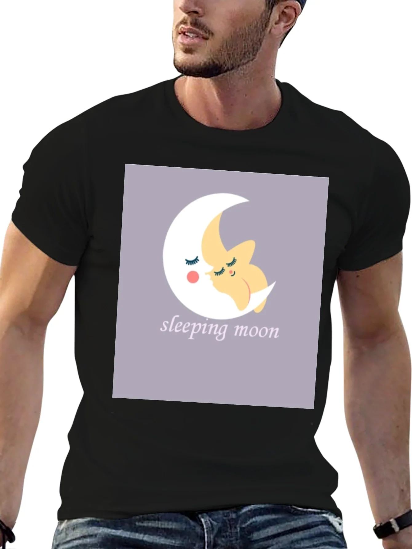 Rebbecca Sleeping Moon Graphic Tee - Stylish Comfort