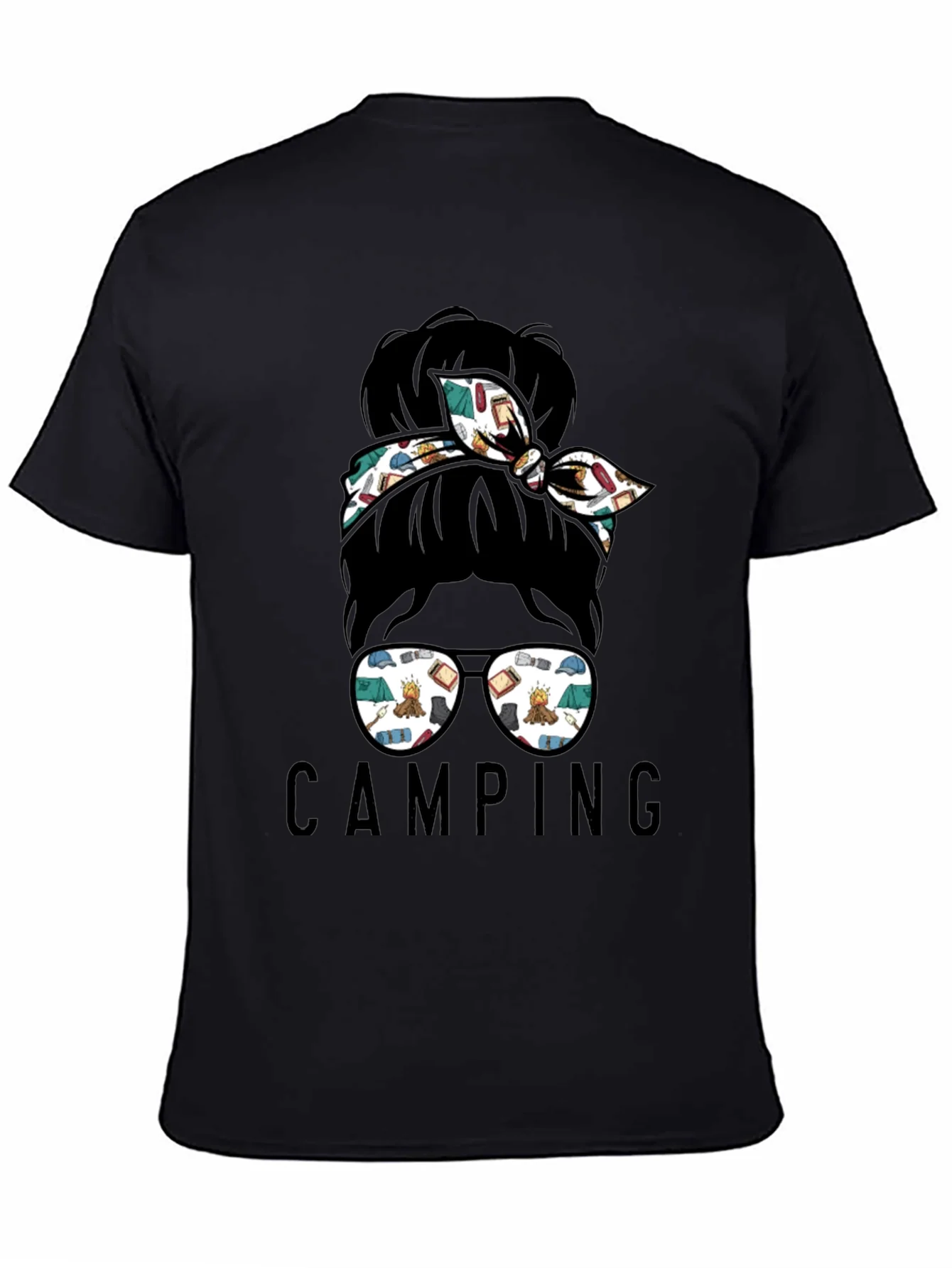 Rebbecca Camping Messy Bun T-Shirt - Adventure Ready Style