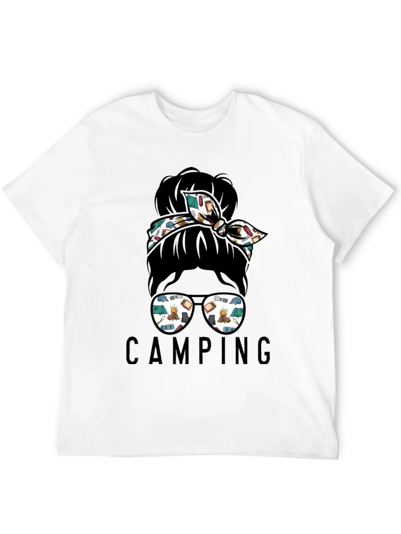 Rebbecca Camping Messy Bun T-Shirt - Adventure Ready Style