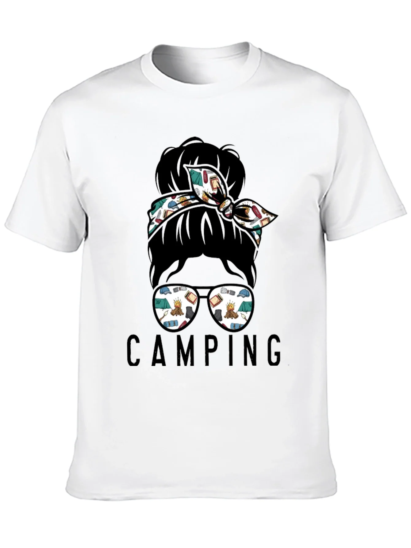 Rebbecca Camping Messy Bun T-Shirt - Adventure Ready Style