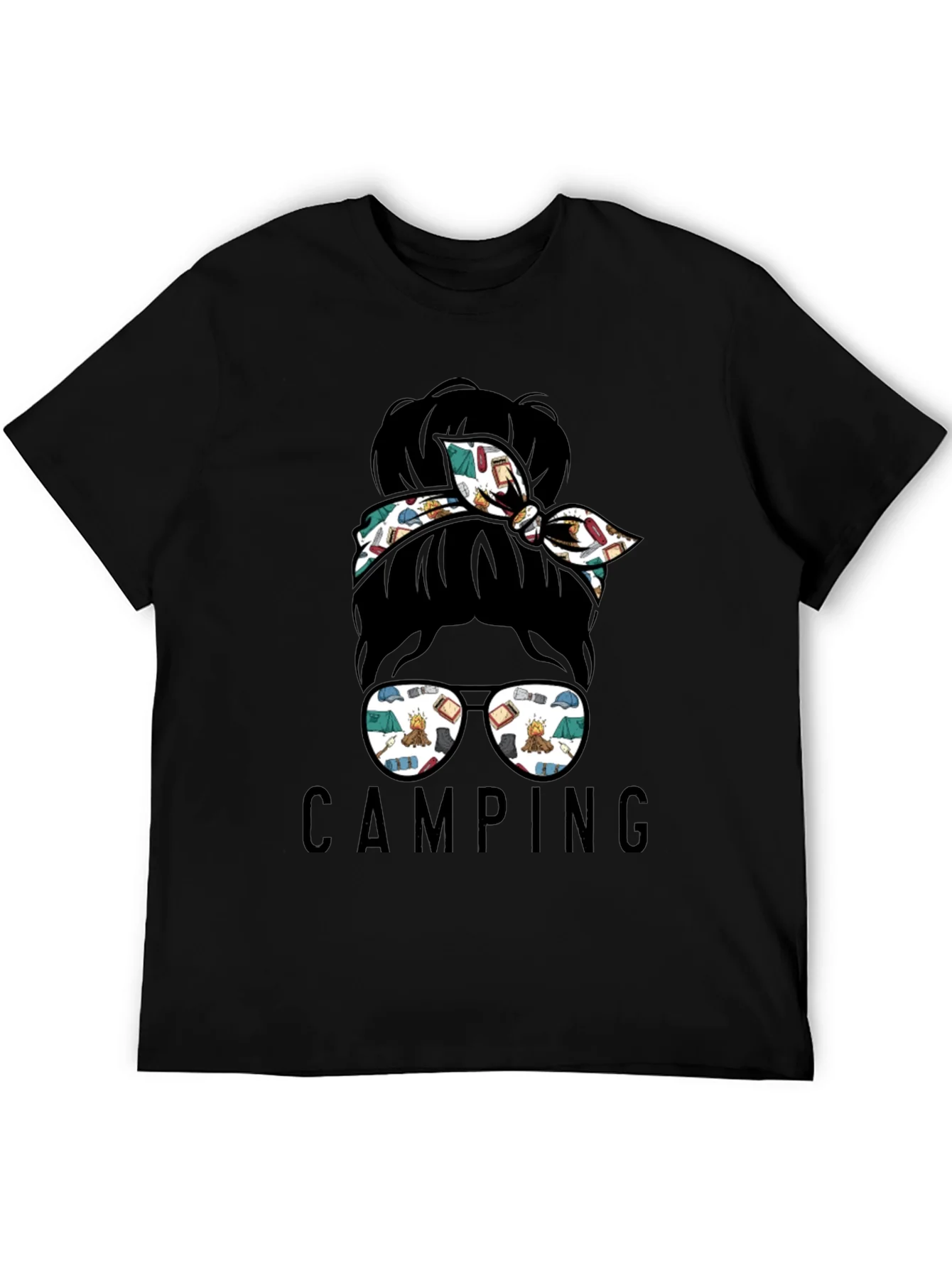 Rebbecca Camping Messy Bun T-Shirt - Adventure Ready Style