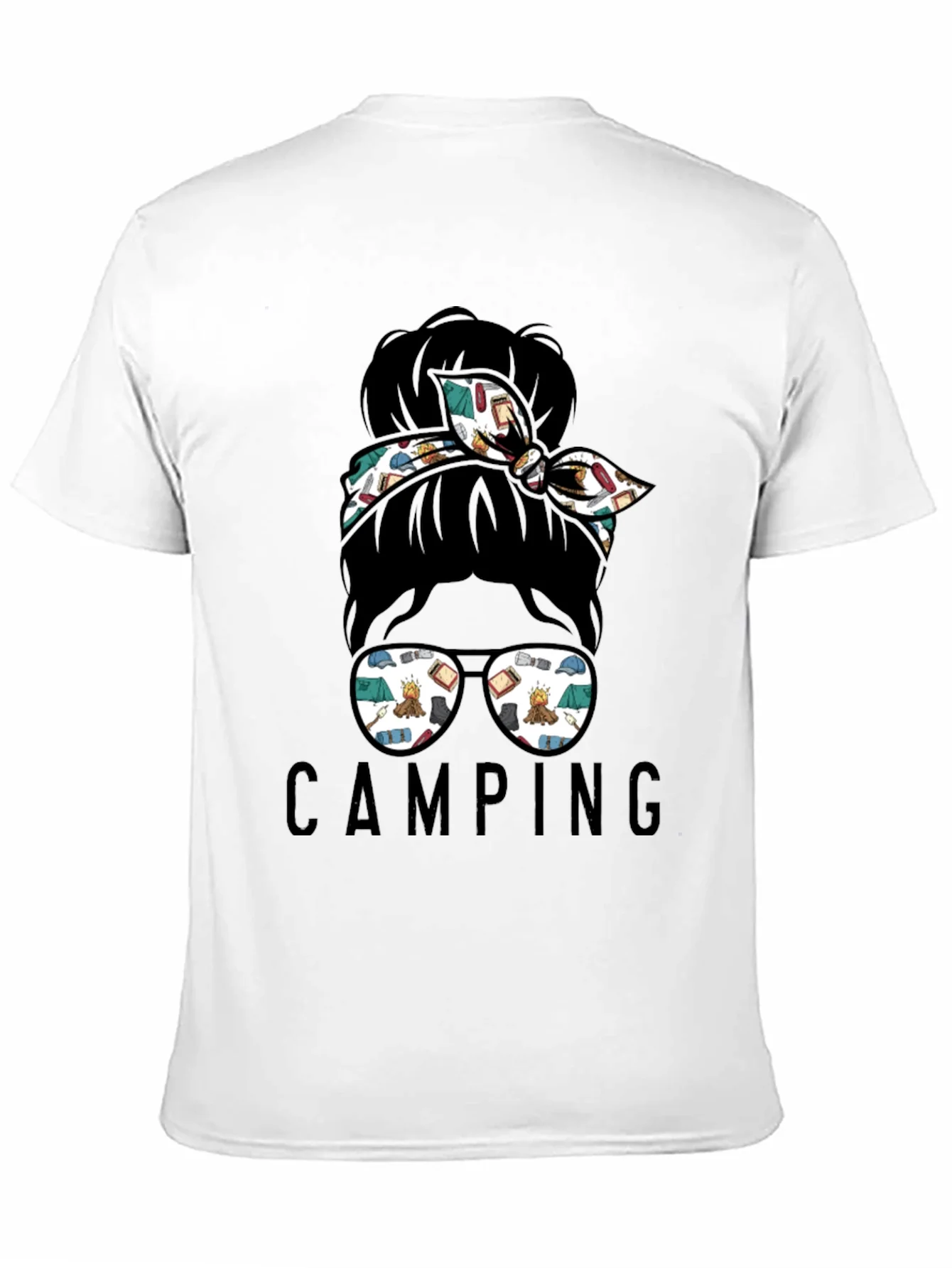 Rebbecca Camping Messy Bun T-Shirt - Adventure Ready Style