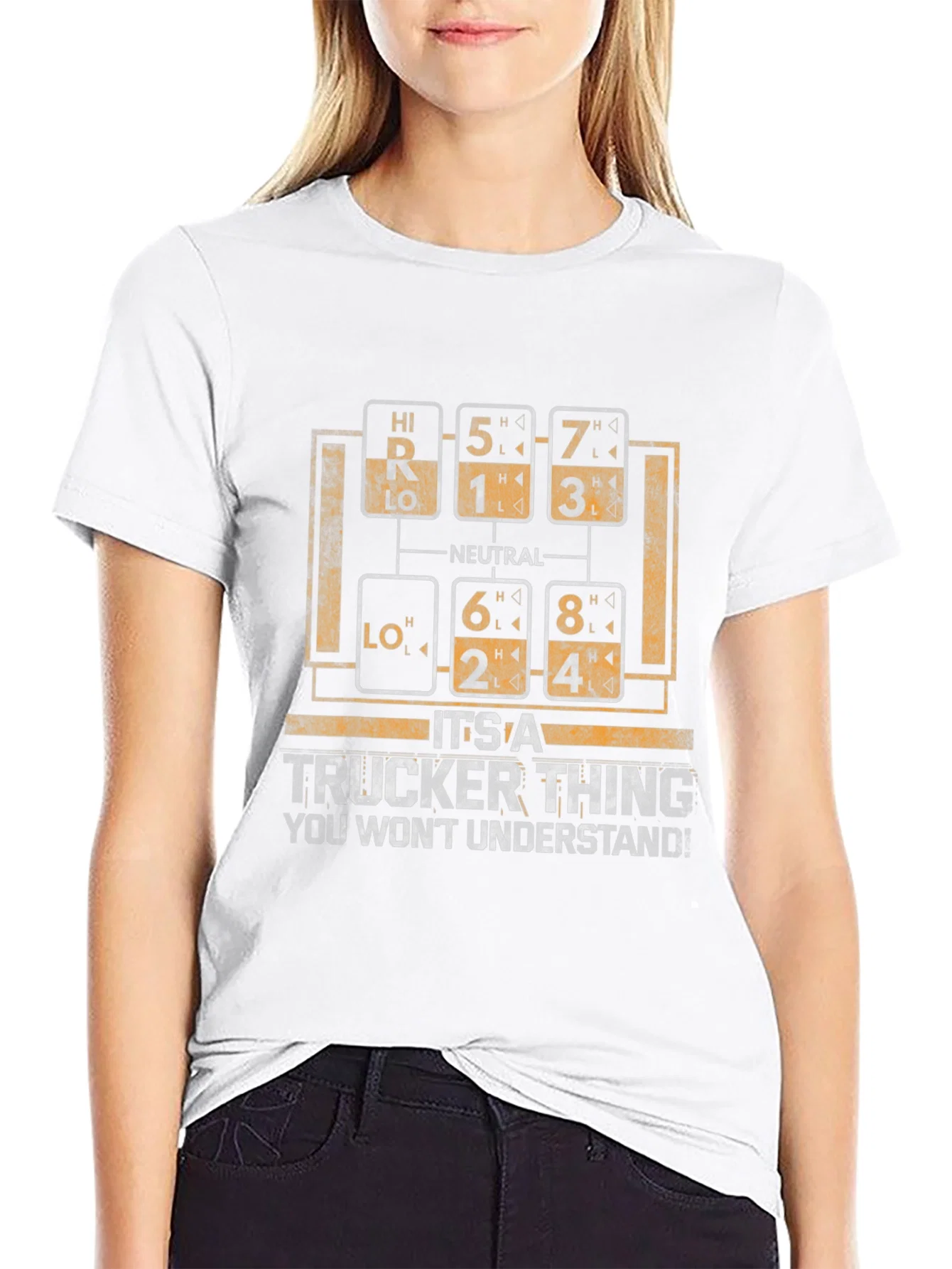 Rebbecca Trucker Thing T-Shirt - Gear Shift Design