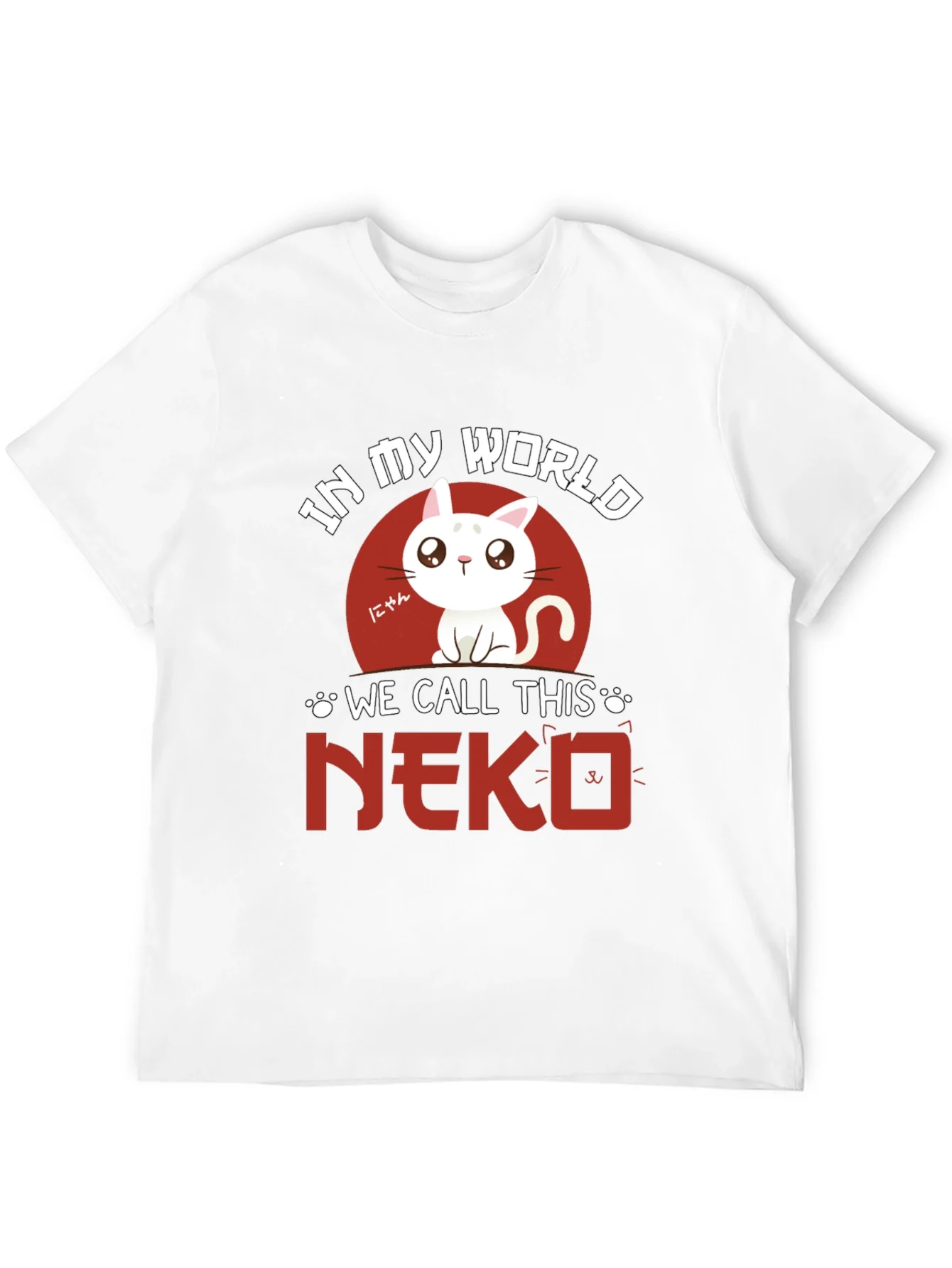 Camiseta Negra con Dise?o de Gato Neko