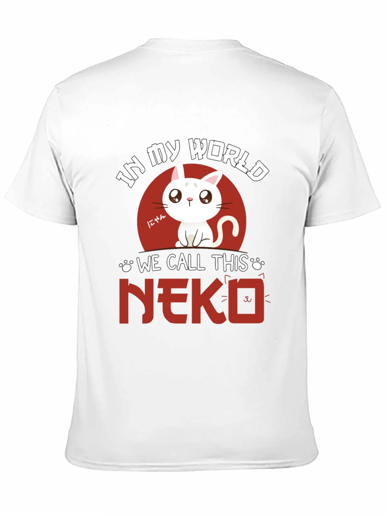 Camiseta Negra con Dise?o de Gato Neko