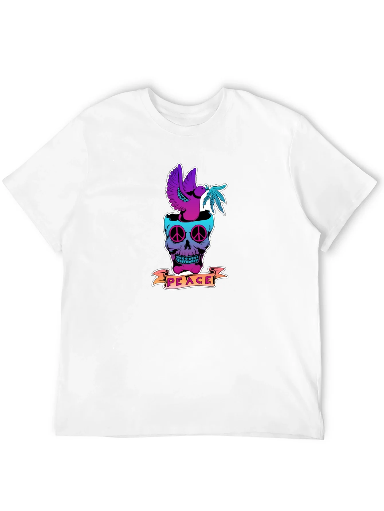Camiseta Negra Estampada Calavera Peace