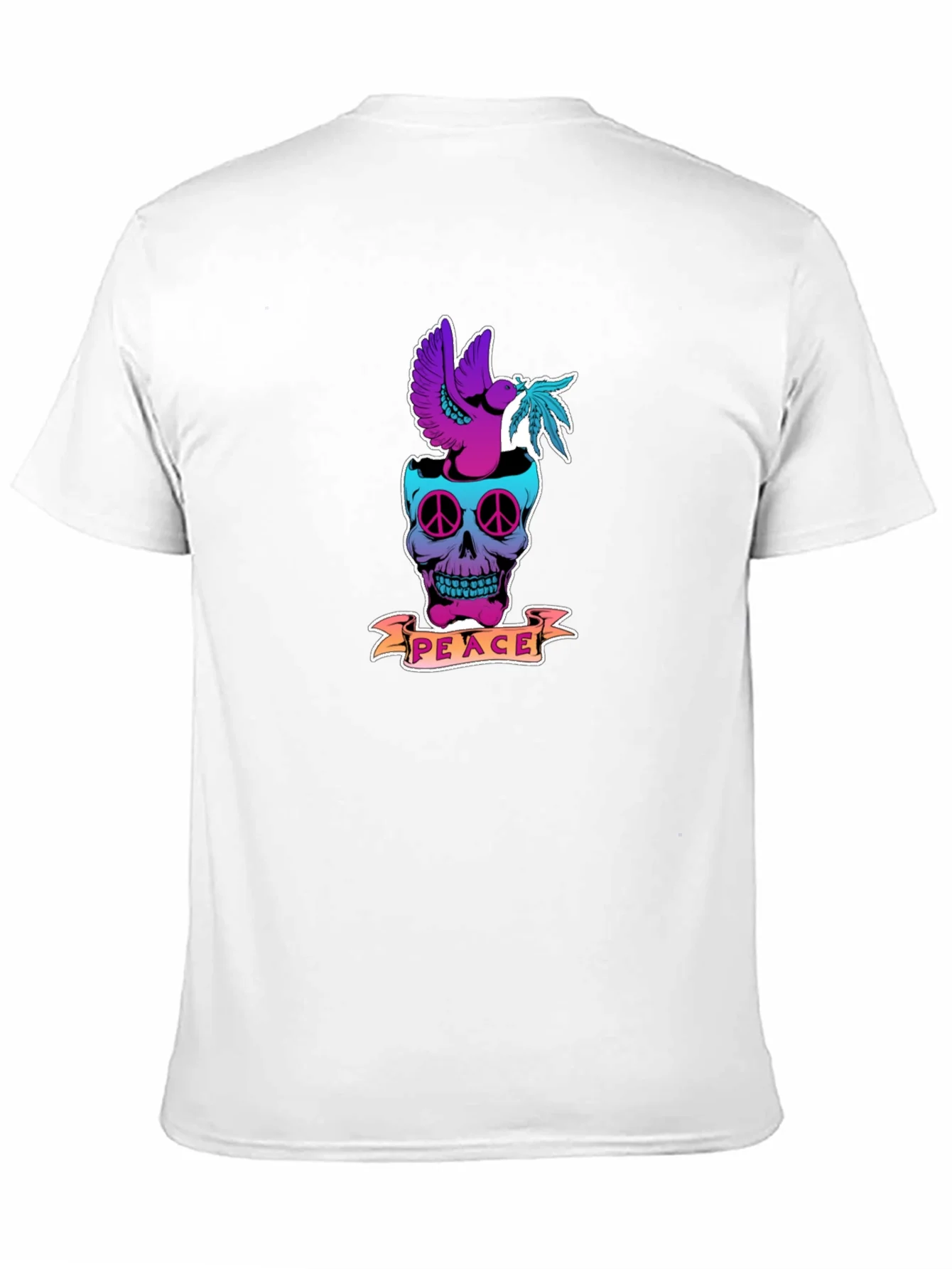 Camiseta Negra Estampada Calavera Peace