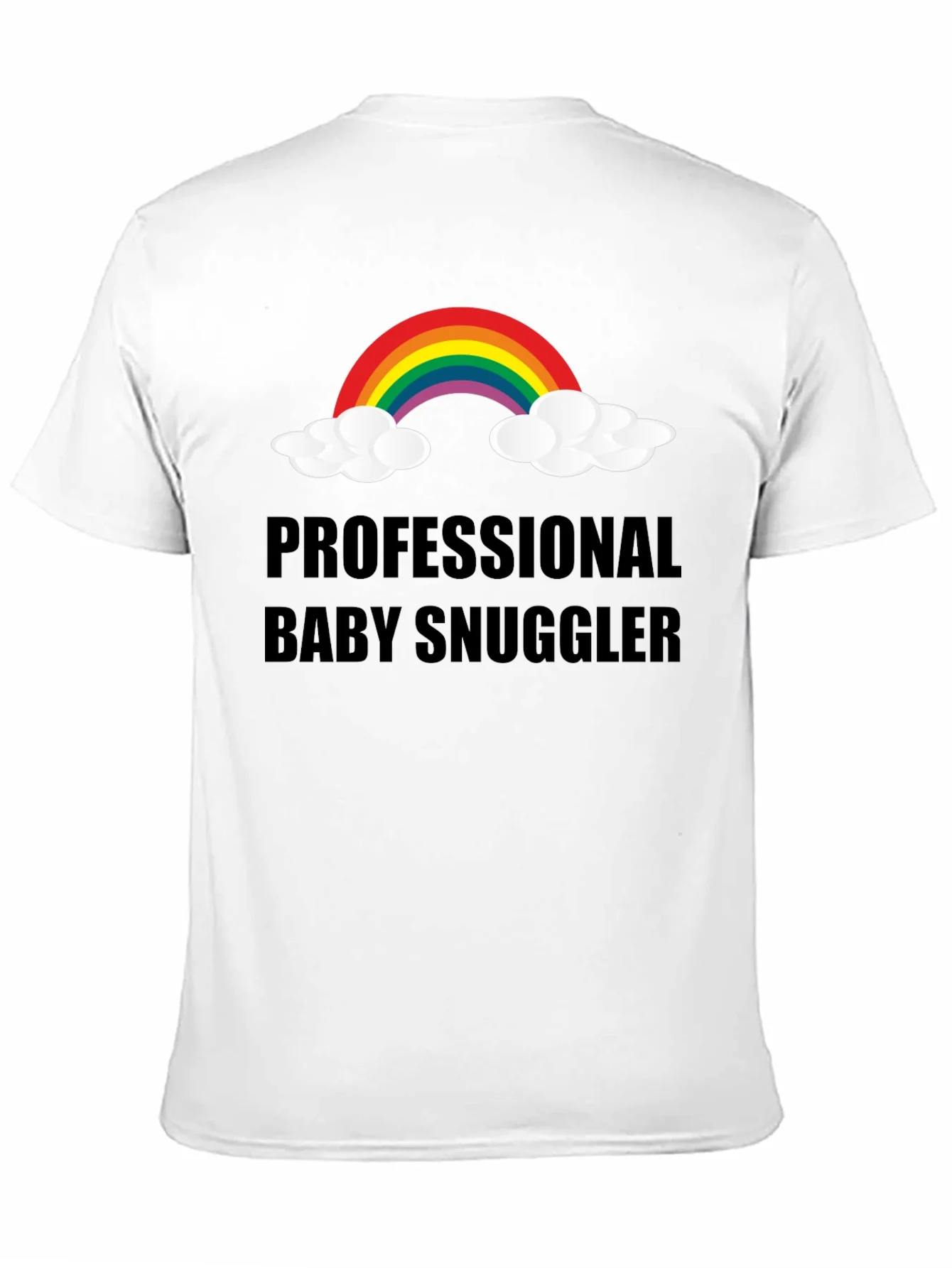 Camiseta Negra Professional Baby Snuggler con Arco Iris