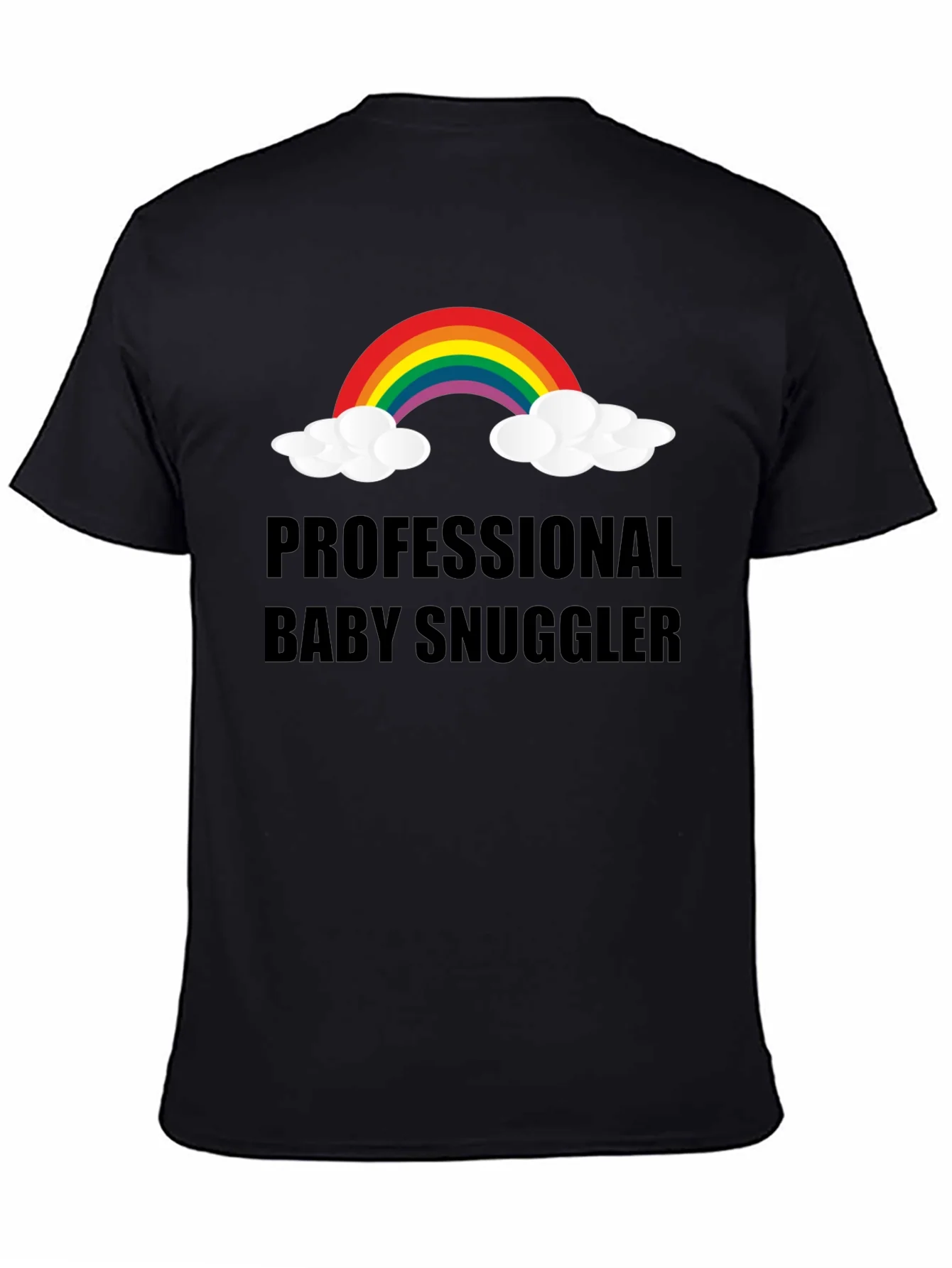 Camiseta Negra Professional Baby Snuggler con Arco Iris