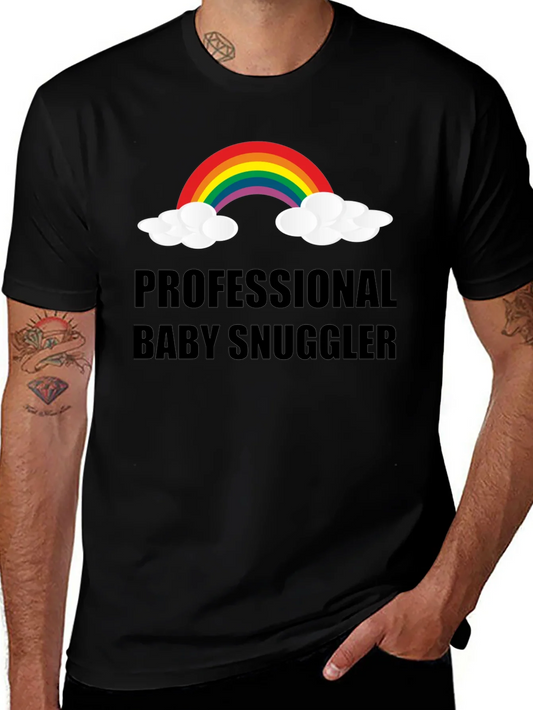 Camiseta Negra Professional Baby Snuggler con Arco Iris