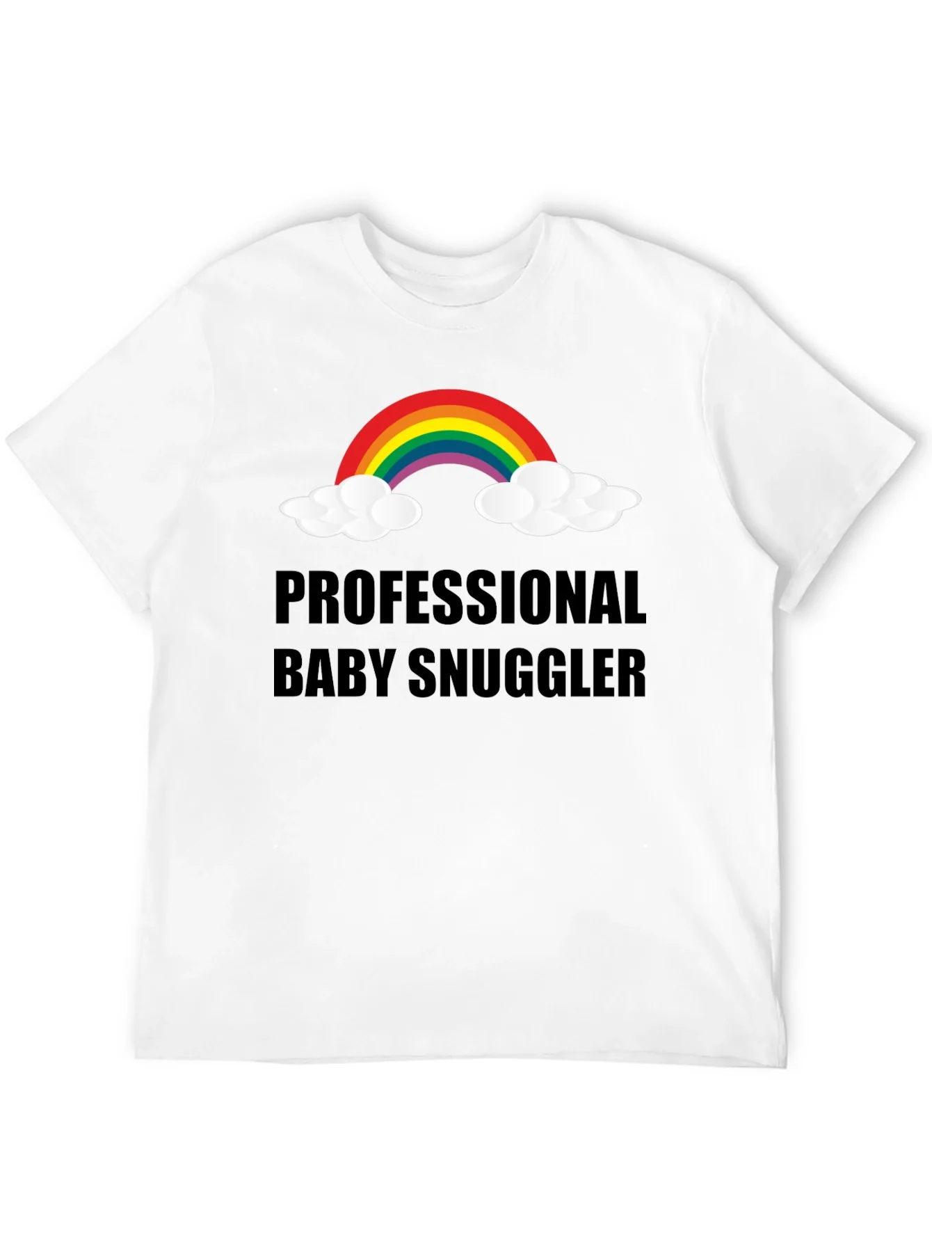 Camiseta Negra Professional Baby Snuggler con Arco Iris