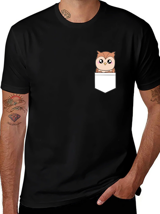 Rebbecca Owl in Pocket T-Shirt - Cute Animal Graphic Tee