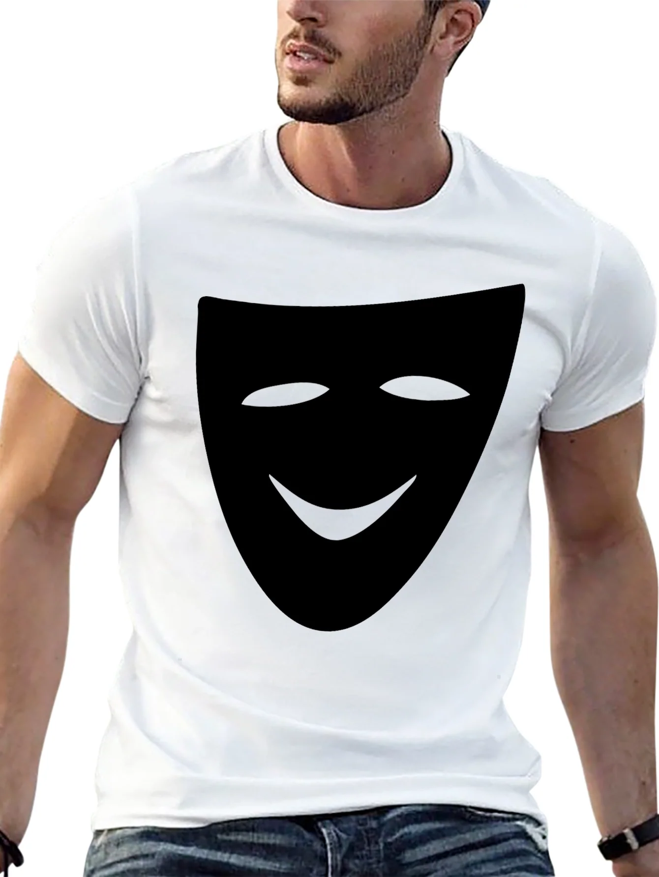 Camiseta Negra con M¨¢scara de Teatro Sonriente