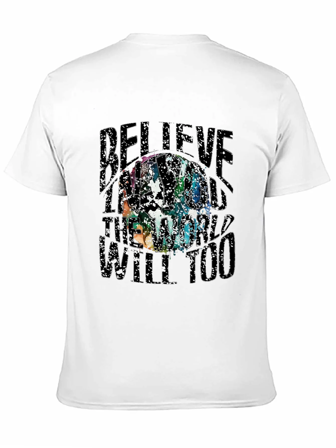 Camiseta Negra Cree en Ti con Dise?o Abstracto