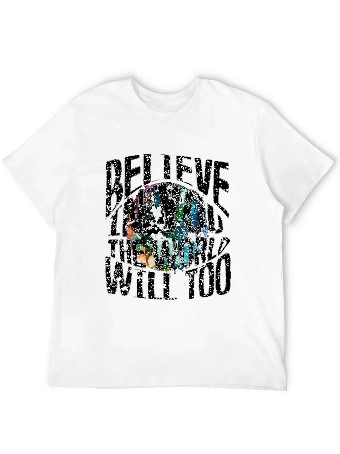 Camiseta Negra Cree en Ti con Dise?o Abstracto