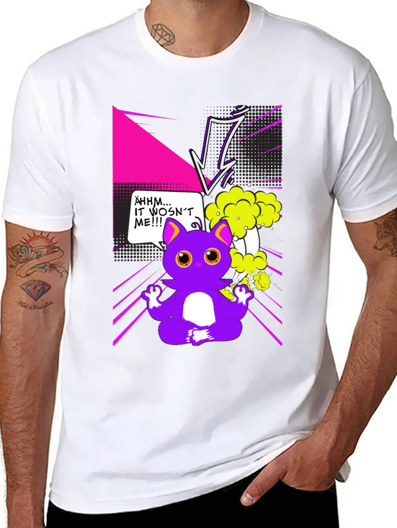 Camiseta Negra con Dise?o Gato Zen Explosivo