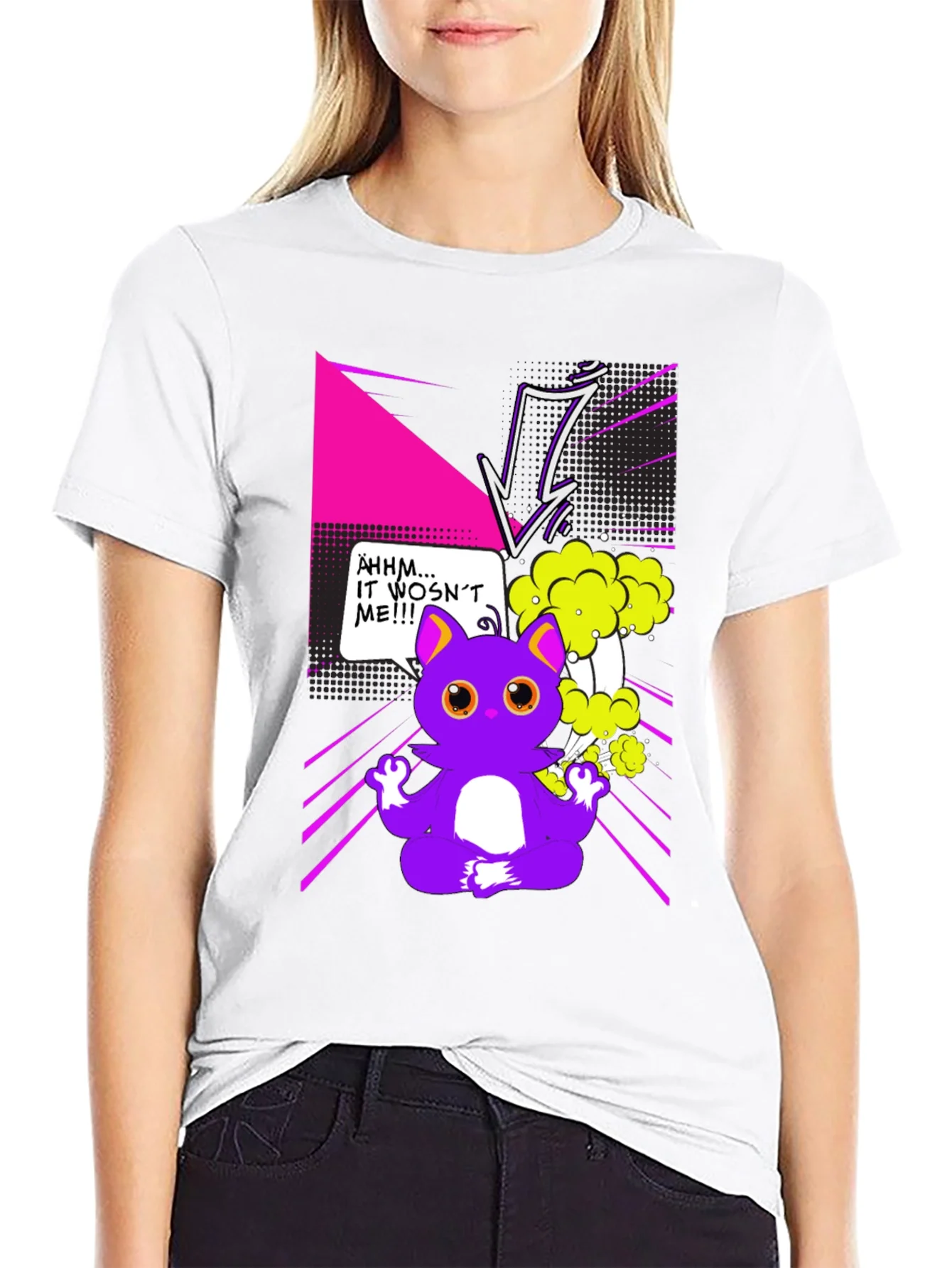 Camiseta Negra con Dise?o Gato Zen Explosivo