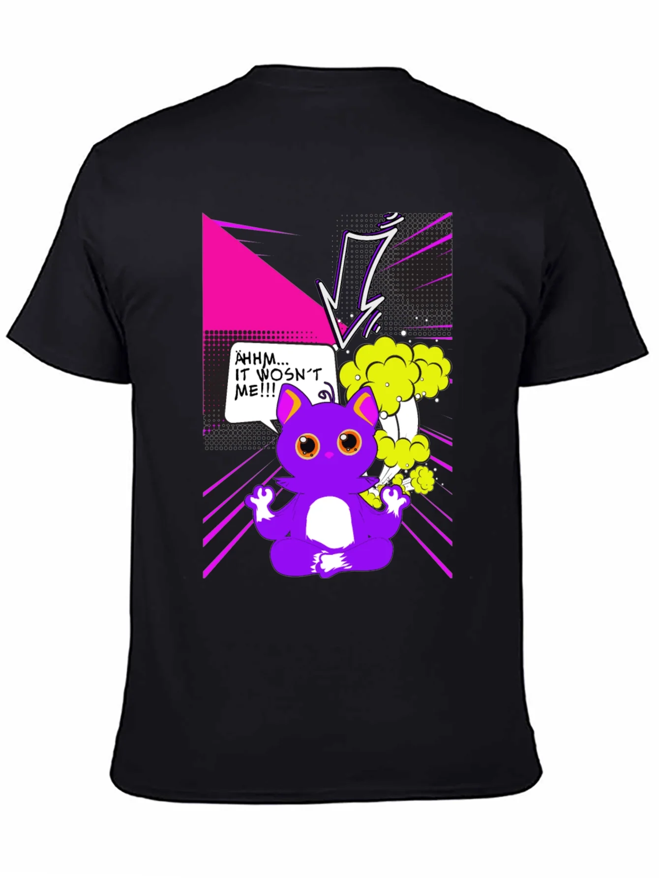Camiseta Negra con Dise?o Gato Zen Explosivo